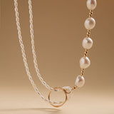 Embellished Series Pearl Stitching Double Layer Necklace