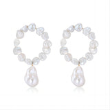 Miracle Baroque Series Large Circle Full Pearl Drop Earrings