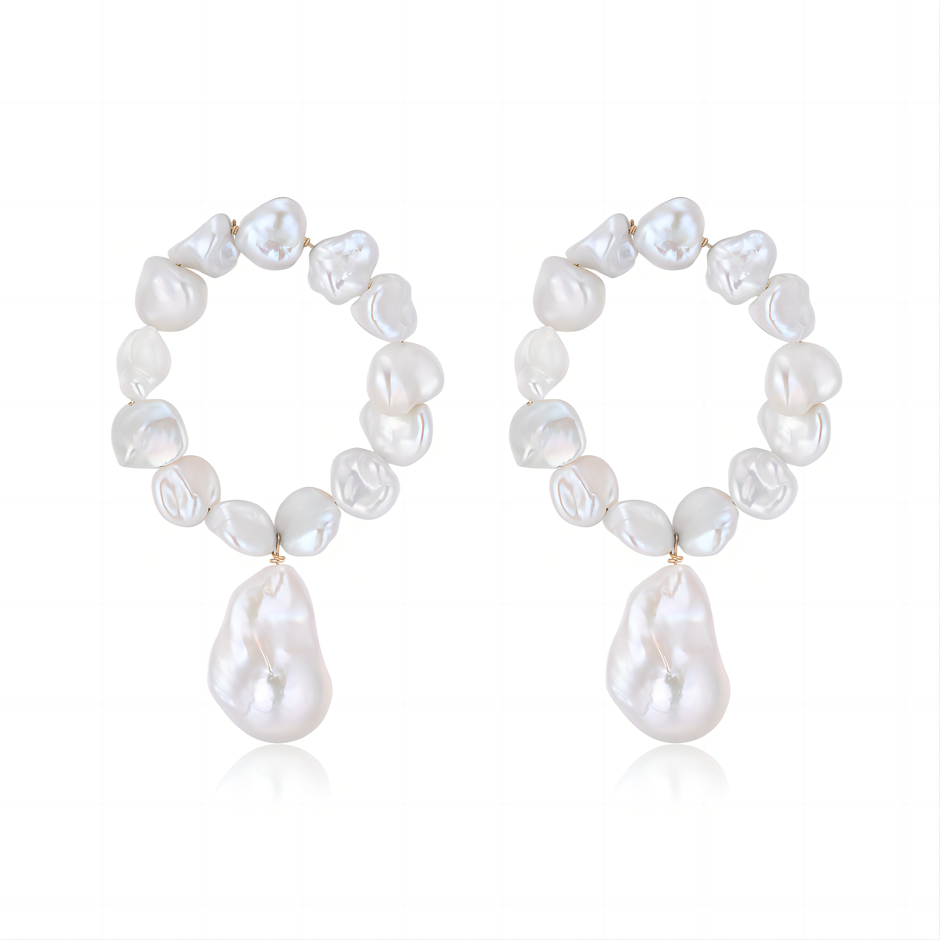 Miracle Baroque Series Large Circle Full Pearl Drop Earrings