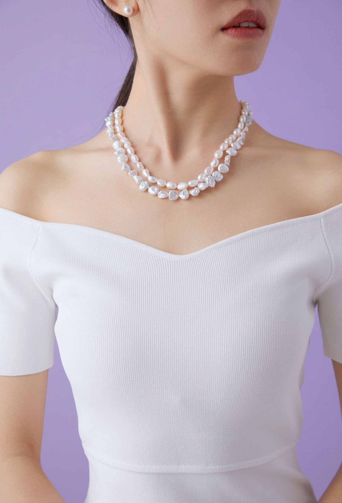 Thousand Faces Series Double Layer Irregular Pearl Necklace - CKBLK2020047