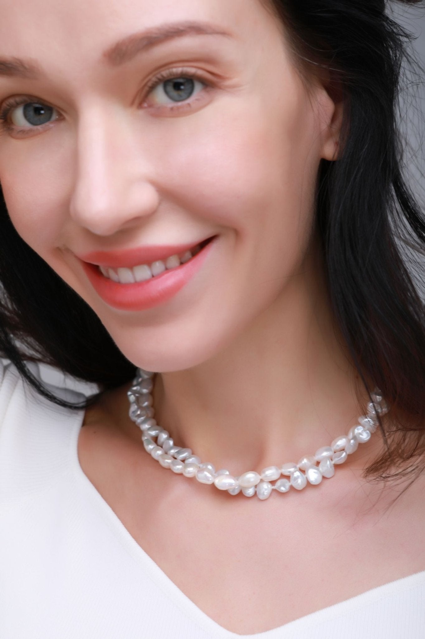 Thousand Faces Series Double Layer Irregular Pearl Necklace - CKBLK2020047