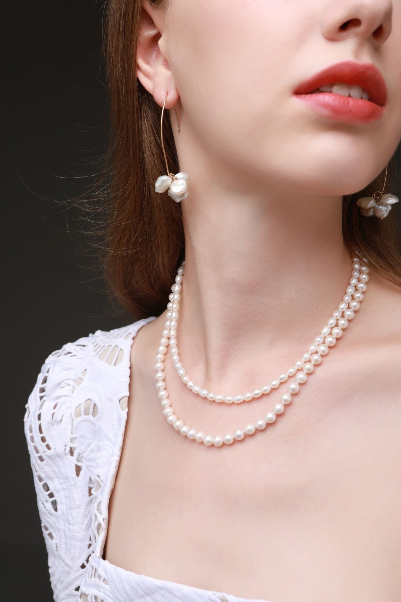 Embellished Series Double - Layered Pearl Beaded Necklace - CKBLK2020048