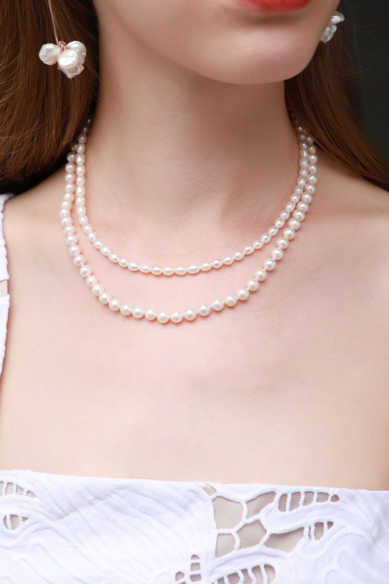 Embellished Series Double - Layered Pearl Beaded Necklace - CKBLK2020048