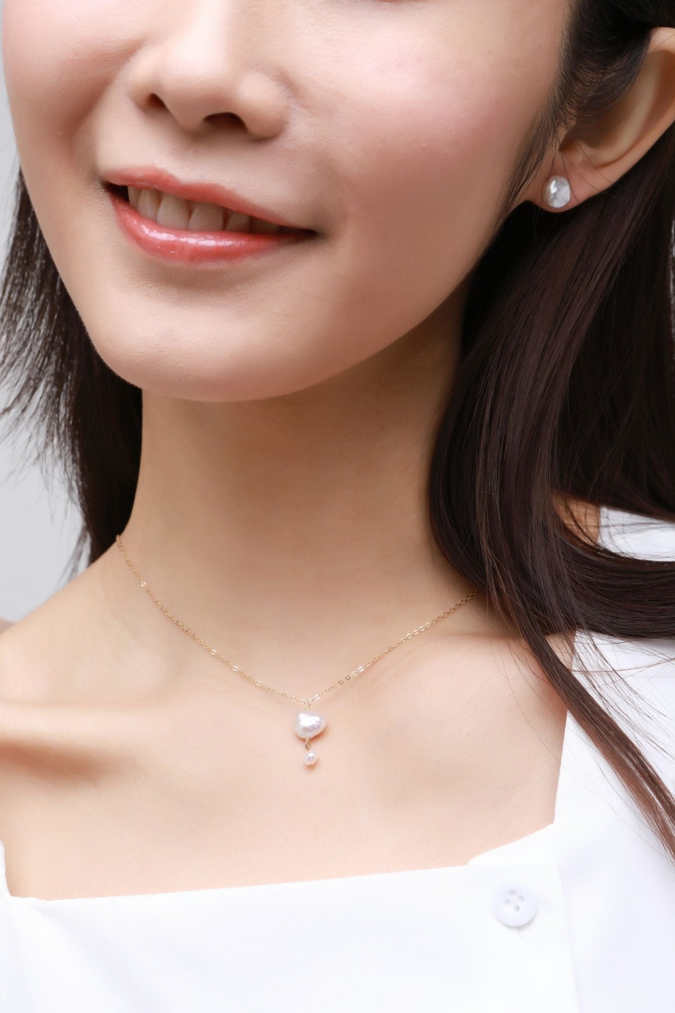 Thousand Faces Series Delicate Double Pearl Pendant Necklace - CKBLK2021014