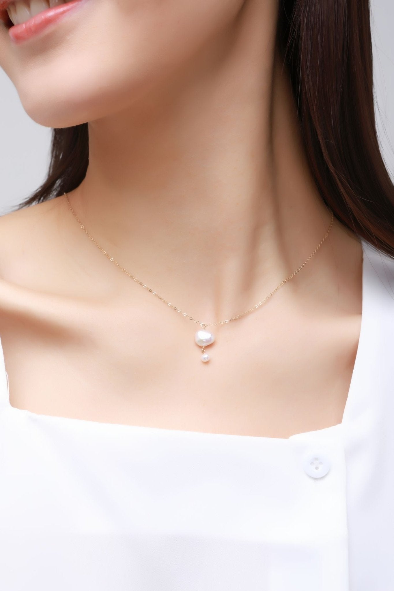 Thousand Faces Series Delicate Double Pearl Pendant Necklace - CKBLK2021014