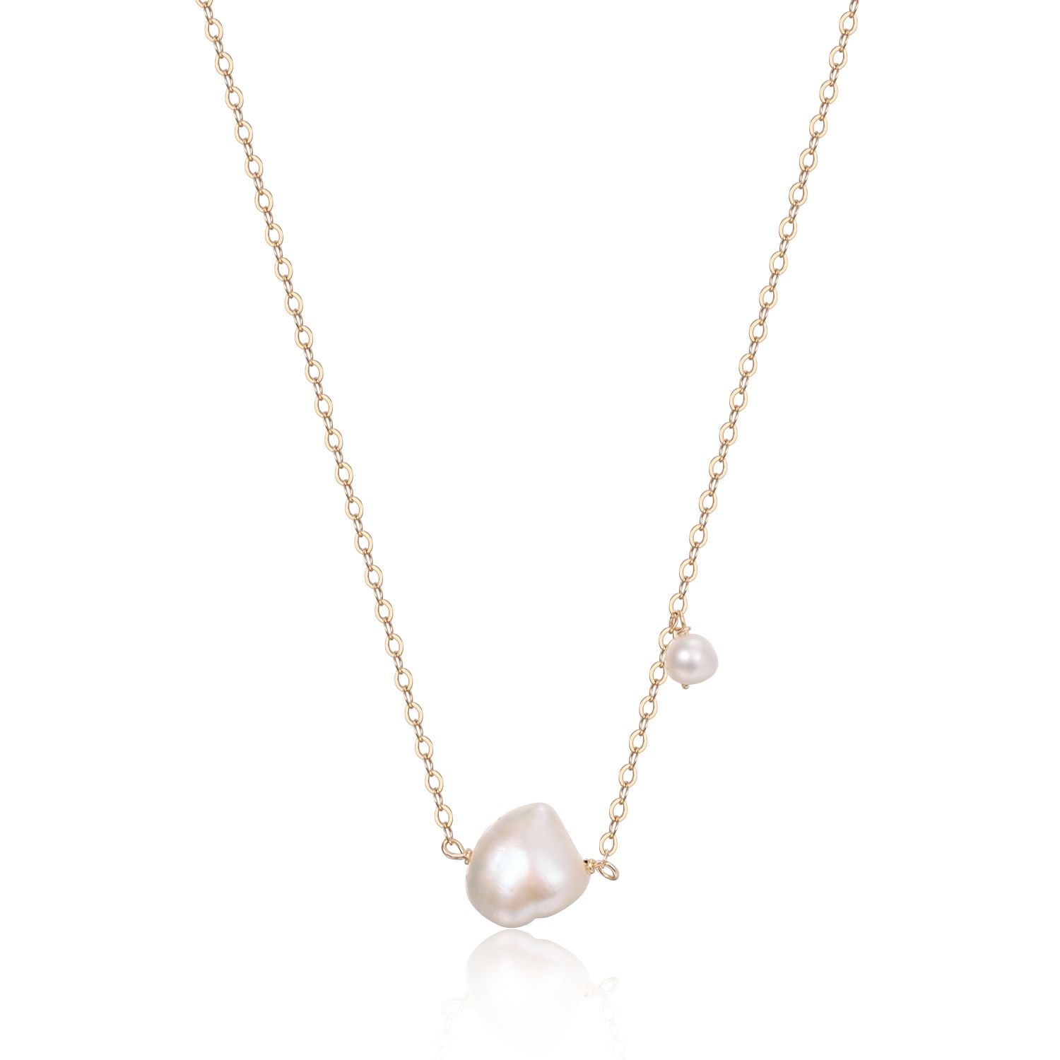 Thousand Faces Series Side Hanging Bead Exquisite Double Pearl Necklace - CKBLK2021015