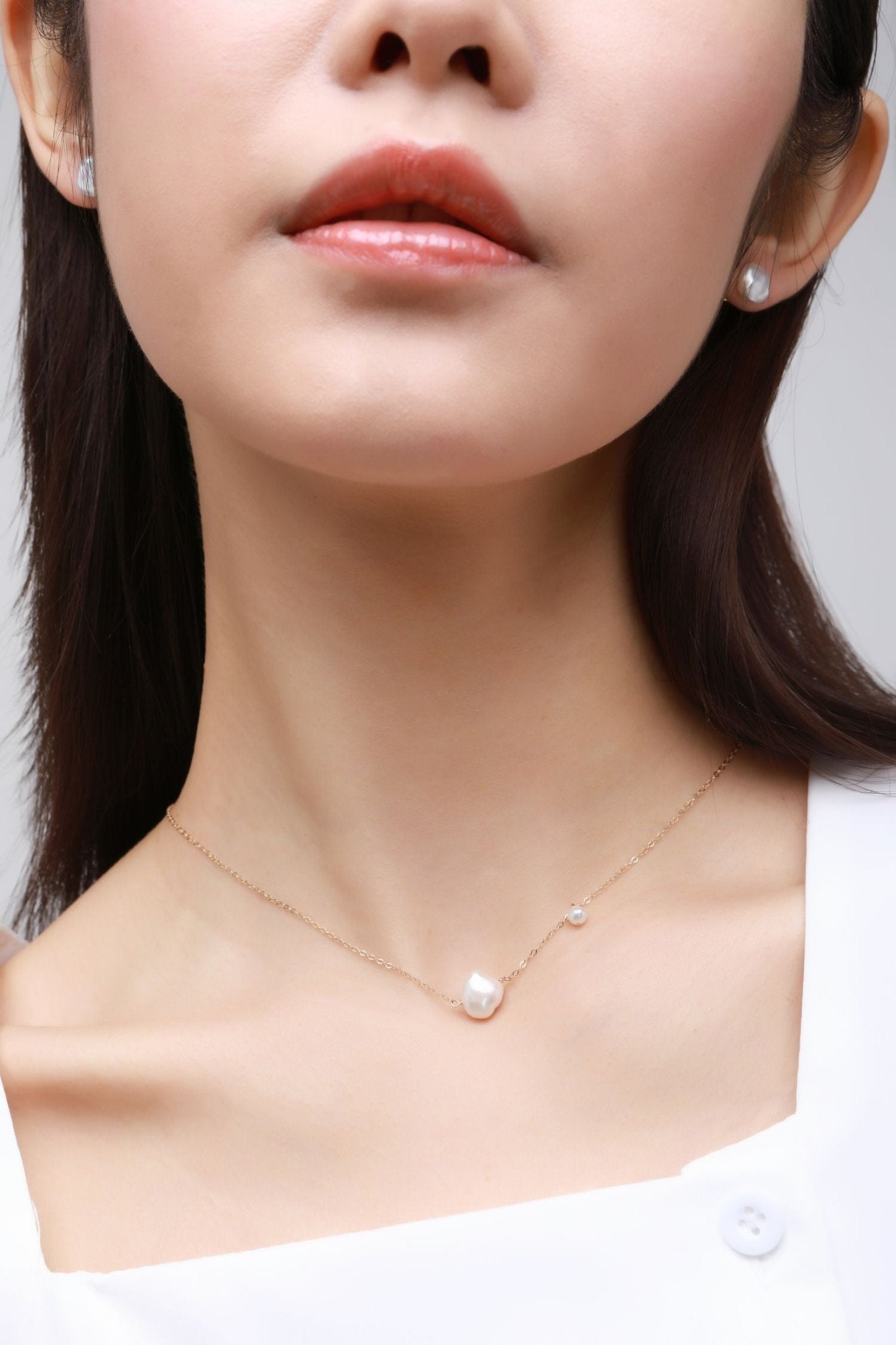 Thousand Faces Series Side Hanging Bead Exquisite Double Pearl Necklace - CKBLK2021015