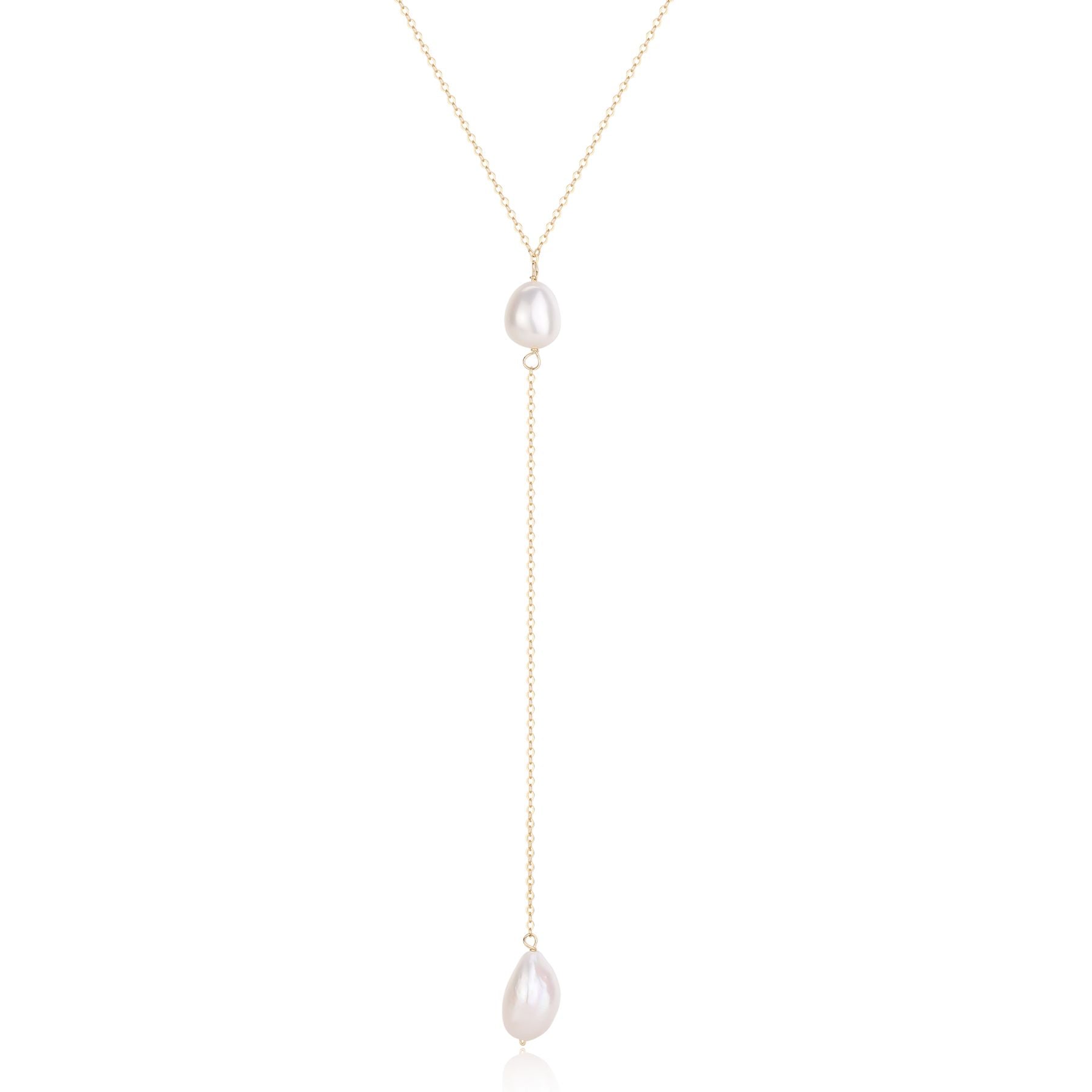 Thousand Faces Series Pearl Pendant Y - Shaped Necklace - Gold - CKBLK2021017