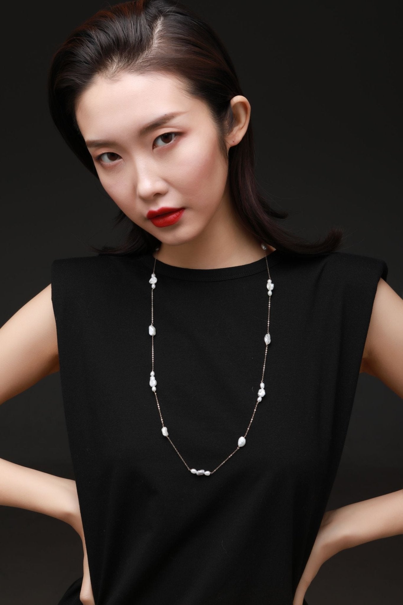 Thousand Faces Series Multi - pearl Long Chain Necklace/Sweater Chain - CKBLK2021023