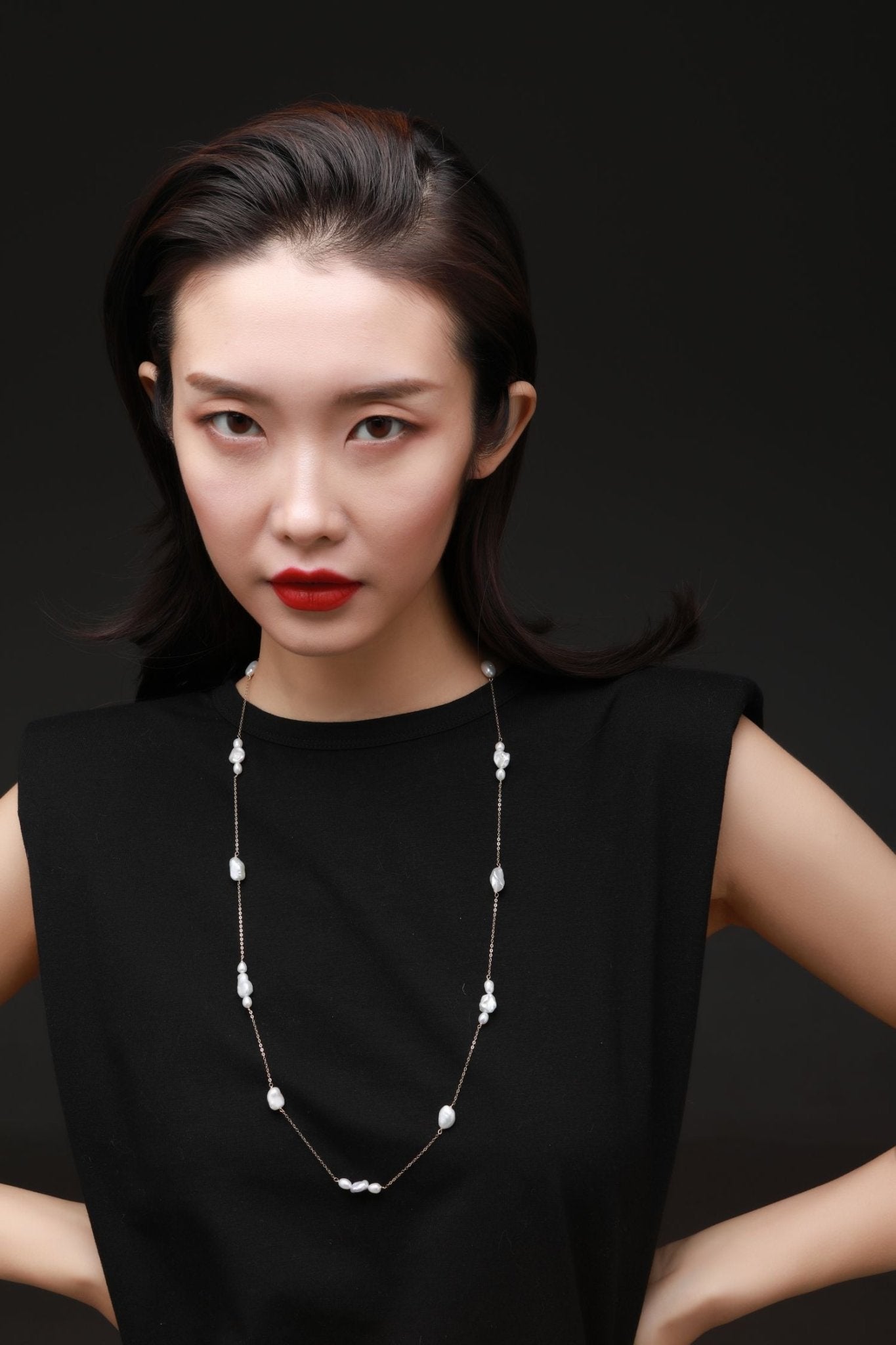 Thousand Faces Series Multi - pearl Long Chain Necklace/Sweater Chain - CKBLK2021023