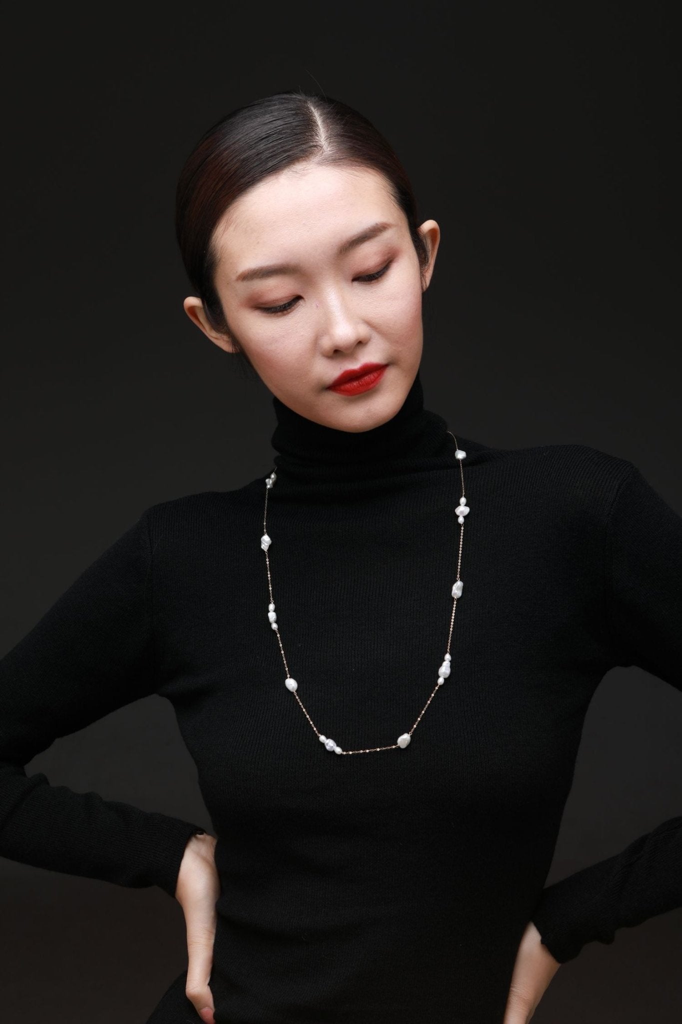 Thousand Faces Series Multi - pearl Long Chain Necklace/Sweater Chain - CKBLK2021023