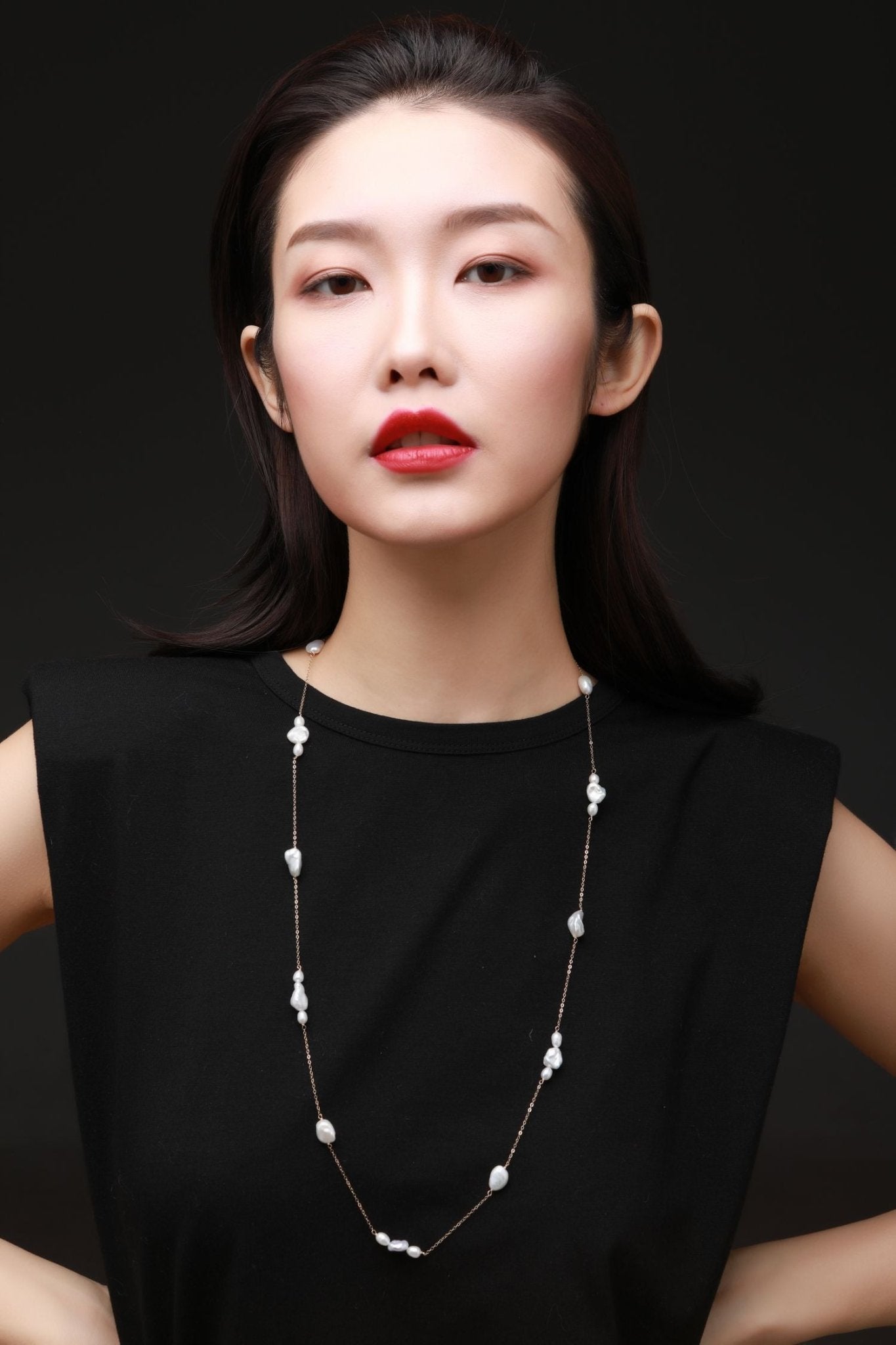 Thousand Faces Series Multi - pearl Long Chain Necklace/Sweater Chain - CKBLK2021023