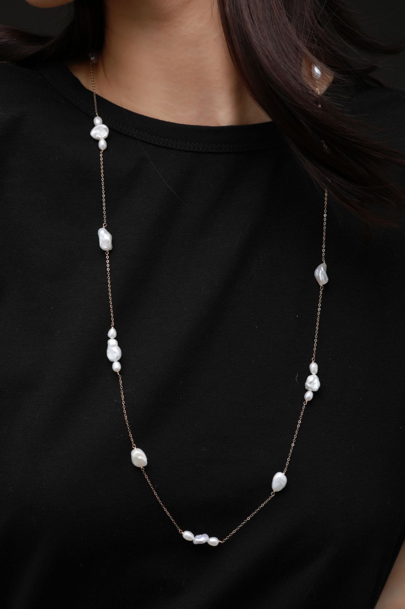 Thousand Faces Series Multi - pearl Long Chain Necklace/Sweater Chain - CKBLK2021023