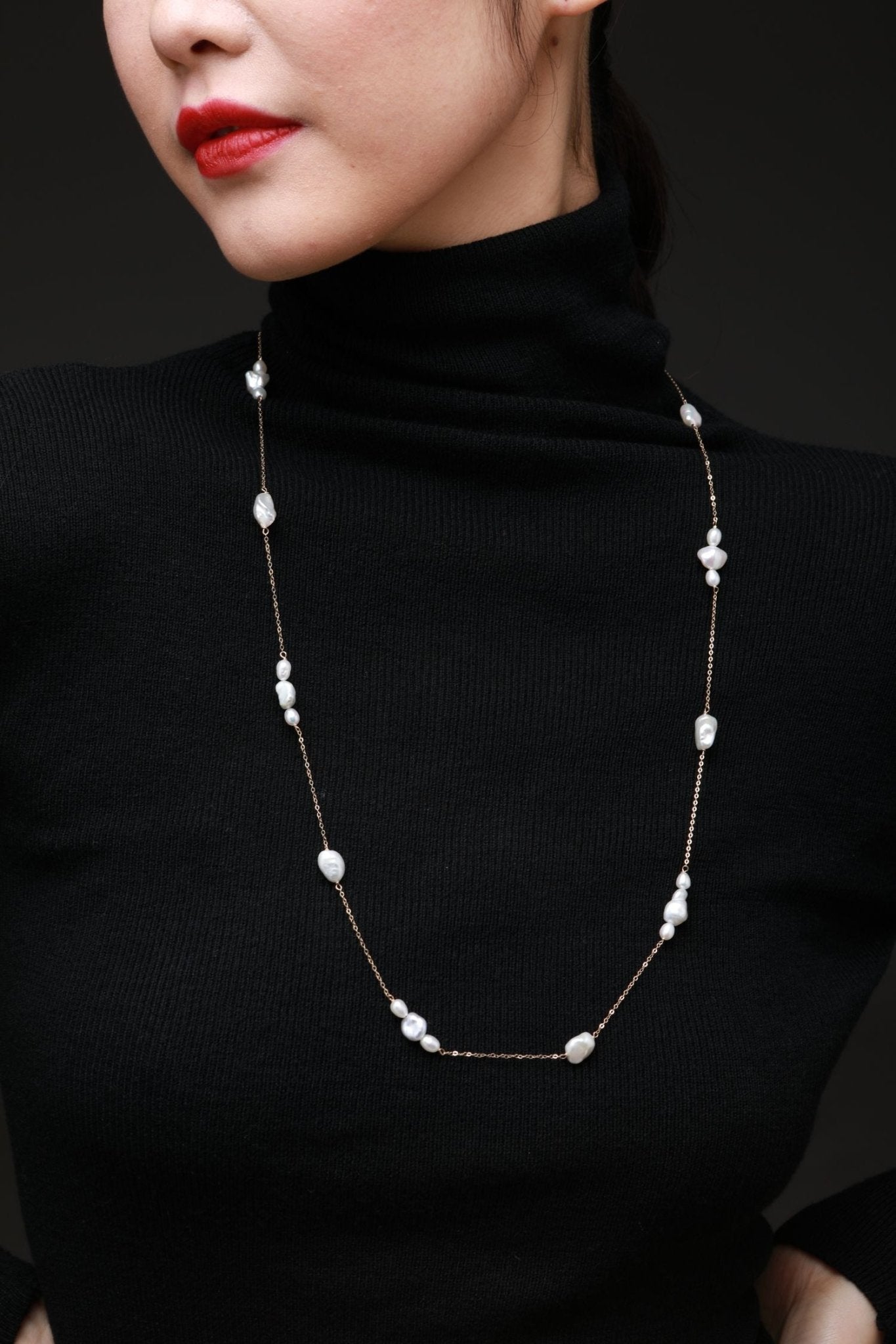 Thousand Faces Series Multi - pearl Long Chain Necklace/Sweater Chain - CKBLK2021023