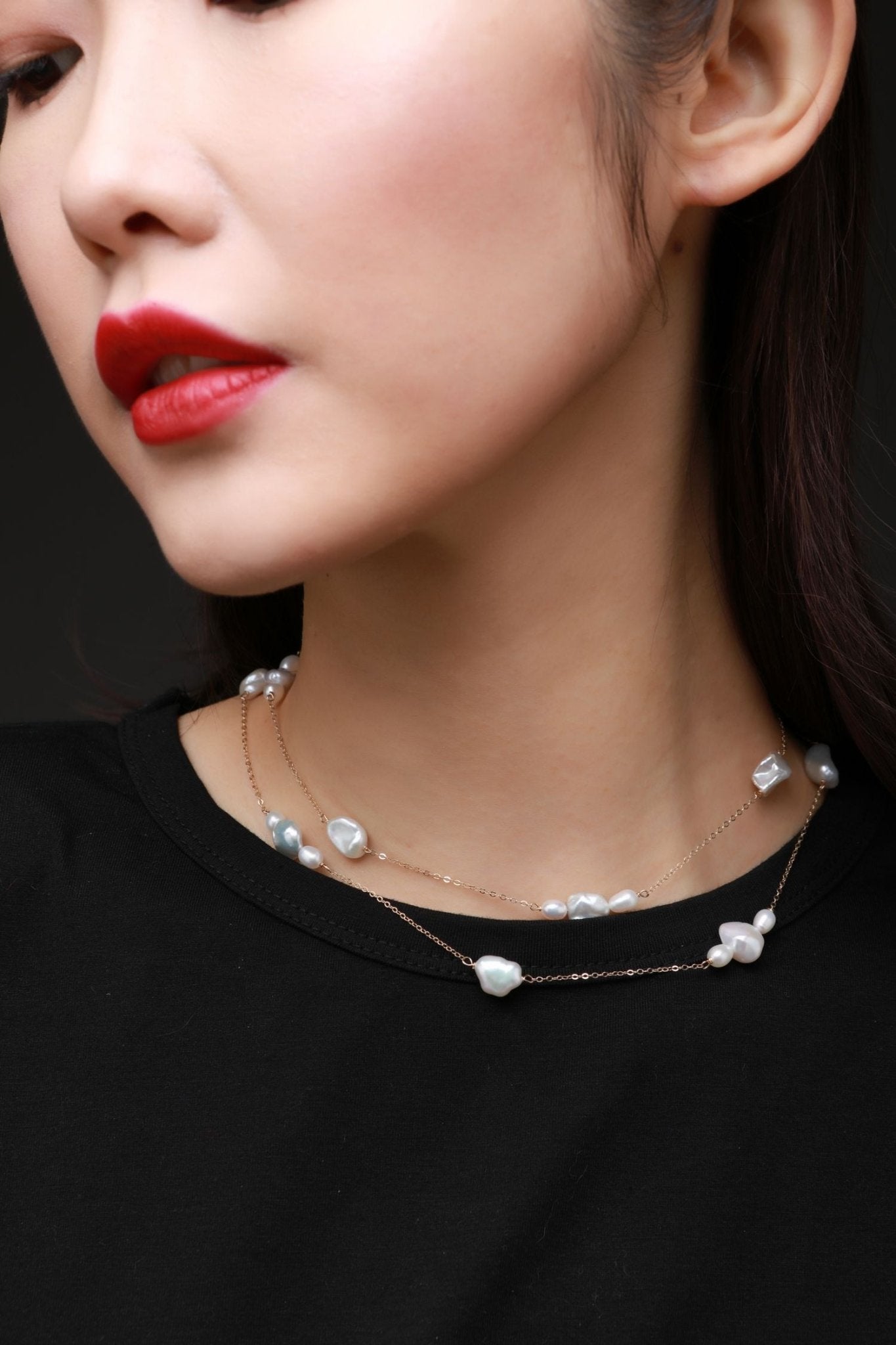 Thousand Faces Series Multi - pearl Long Chain Necklace/Sweater Chain - CKBLK2021023