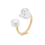 Thousand Faces Series Double Pearl Open Ring - CKBLK2021030