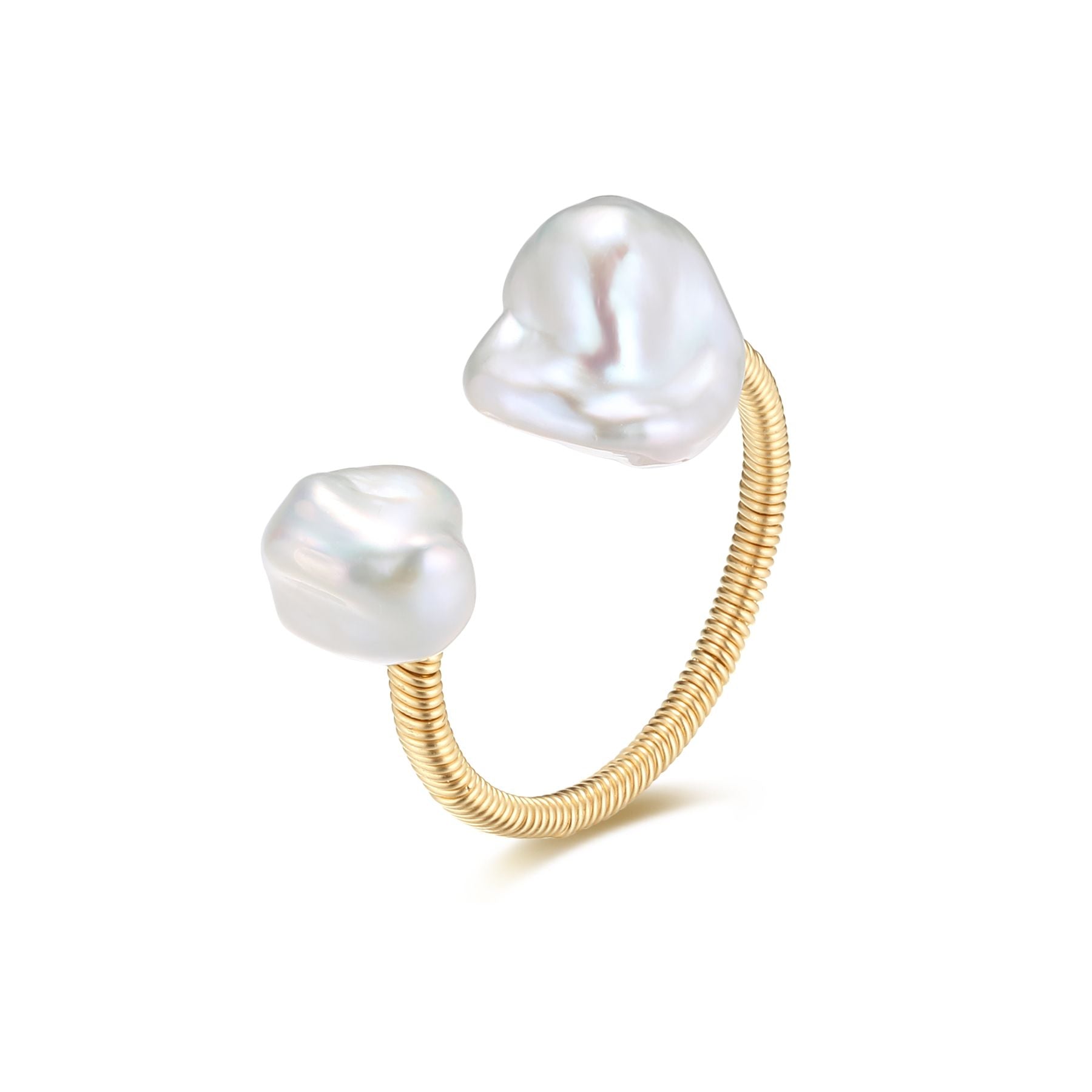 Thousand Faces Series Double Pearl Open Ring - CKBLK2021030