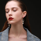 Geometric Series Hoop Chandelier Pearl Earrings - CKCQ2019021