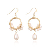 Geometric Series Hoop Chandelier Pearl Earrings - CKCQ2019021