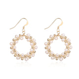 Geometric Series Double Layer Circular Pearl Chandelier Earrings - CKCQ2019025