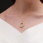 Geometric Series Hoop Pearl Pendant Necklace - CKCQ2019029