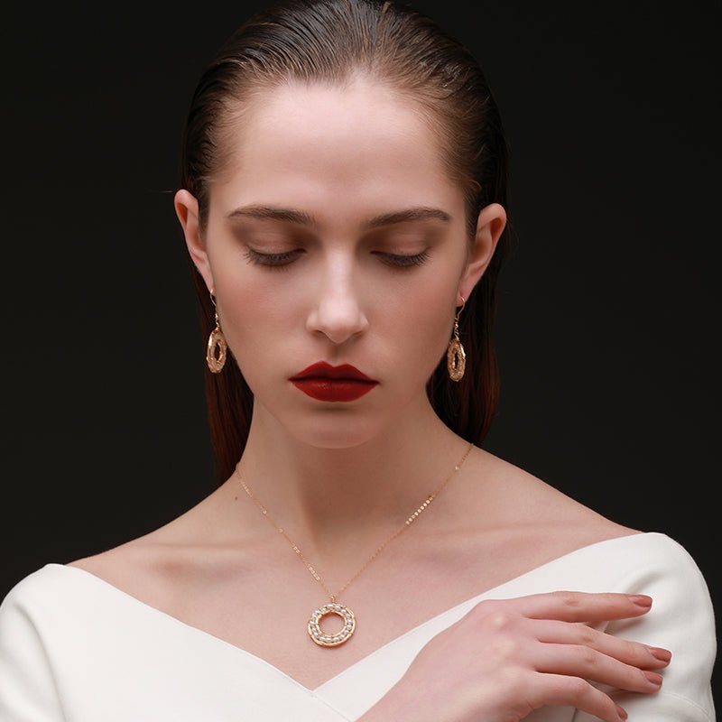 Geometric Series Hoop Pearl Pendant Necklace - CKCQ2019029