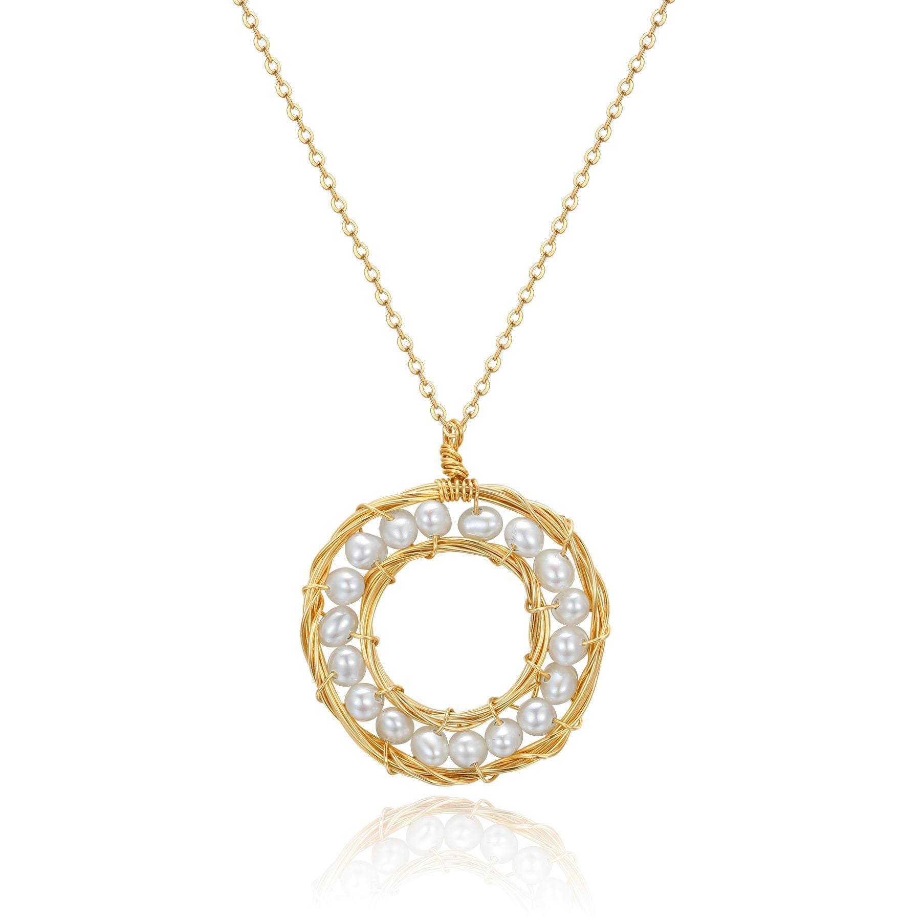 Geometric Series Hoop Pearl Pendant Necklace - CKCQ2019029