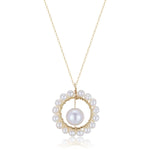 Geometric Series Pearl Sunflower Pendant Necklace - CKCQ2019036