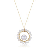 Geometric Series Pearl Sunflower Pendant Necklace - CKCQ2019036