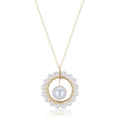 Geometric Series Pearl Sunflower Pendant Necklace - CKCQ2019036