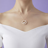 Geometric Series Pearl Sunflower Pendant Necklace - CKCQ2019036