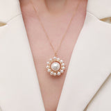 Geometric Series Pearl Sunflower Pendant Necklace - CKCQ2019036