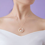 Geometric Series Pearl Sunflower Pendant Necklace - CKCQ2019036