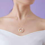 Geometric Series Pearl Sunflower Pendant Necklace - CKCQ2019036