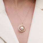 Geometric Series Pearl Sunflower Pendant Necklace - CKCQ2019036