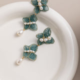 Cicada Wing Series Double Butterfly Pearl Dangle Earrings - CKCY2023033