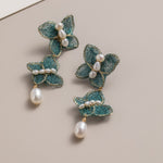 Cicada Wing Series Double Butterfly Pearl Dangle Earrings - CKCY2023033