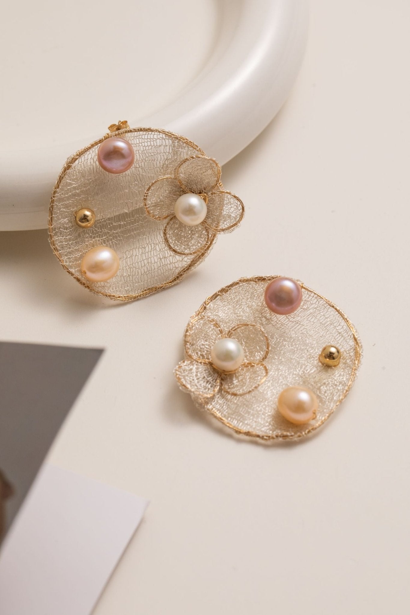 Cicada Wing Series Embroidered Pearl Earrings - CKCY2023035