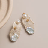 Cicada Wing Series Lotus Leaf Pearl Earrings - CKCY2023036