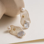 Cicada Wing Series Lotus Leaf Pearl Earrings - CKCY2023036