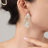 Cicada Wing Series Lotus Leaf Pearl Earrings - CKCY2023036