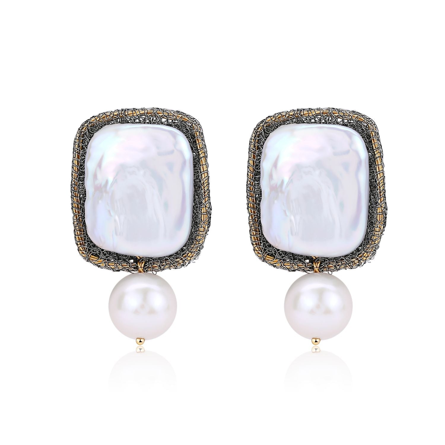 Cicada Wing Series Square Baroque Pearl Drop Earrings - CKCY2023069