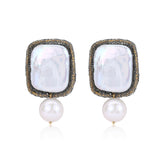 Cicada Wing Series Square Baroque Pearl Drop Earrings - CKCY2023069