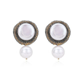 Cicada Wing Series Button Drop Pearl Earrings - CKCY2023070