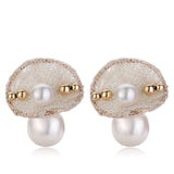 Cicada Wing Series Tiny Snowman Pearl Earrings - Gold - CKCY2023090