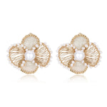 Cicada Wing Series Four - leaf Flower Pearl Earrings - CKCY2023092