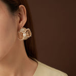 Cicada Wing Series Four - leaf Flower Pearl Earrings - CKCY2023092