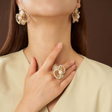 Cicada Wing Series Four Leaf Flower Pearl Ring - CKCY2023093