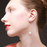 Embellished Series Pearl Teardrop Dangle Threader Earrings - CKDZ2020070