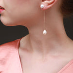 Embellished Series Pearl Teardrop Dangle Threader Earrings - CKDZ2020070